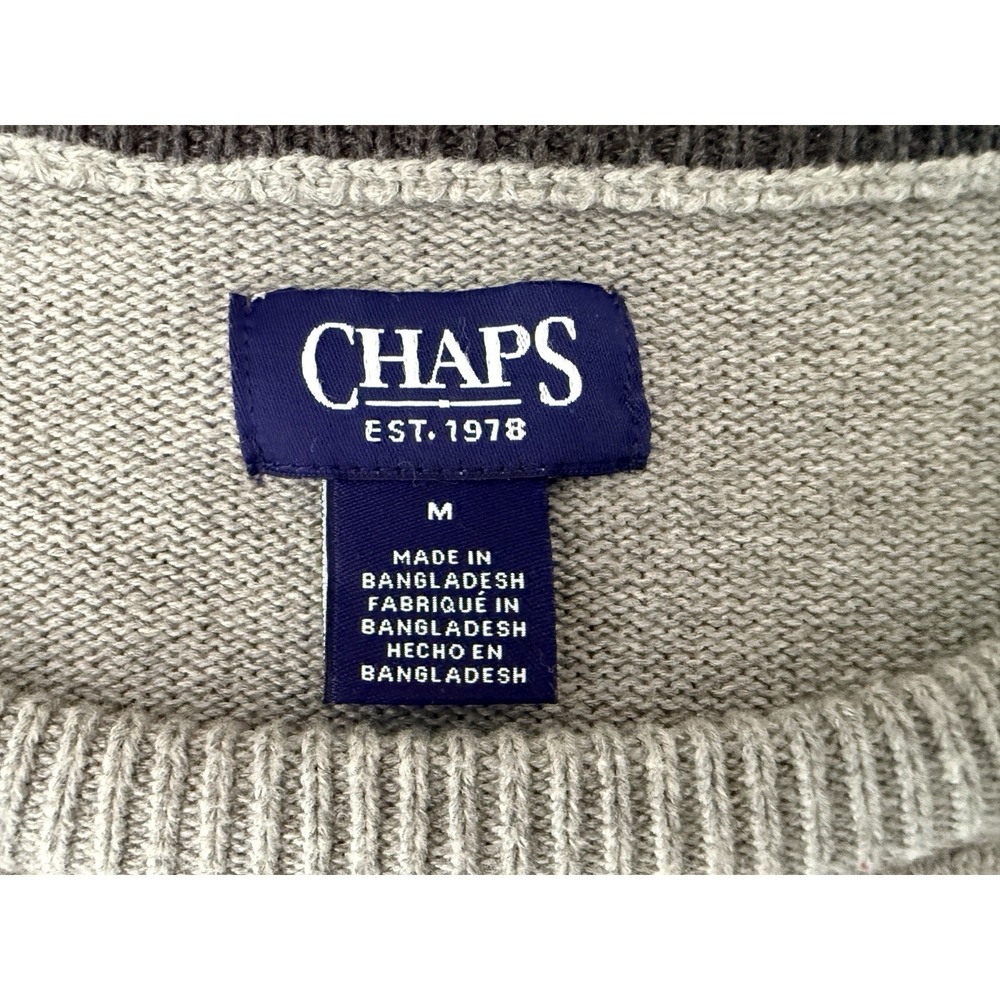 Chaps Women Sweater M Gray Fair Isle Reindeer Graphics Ski Cotton Soft Stretchy - Picture 6 of 8